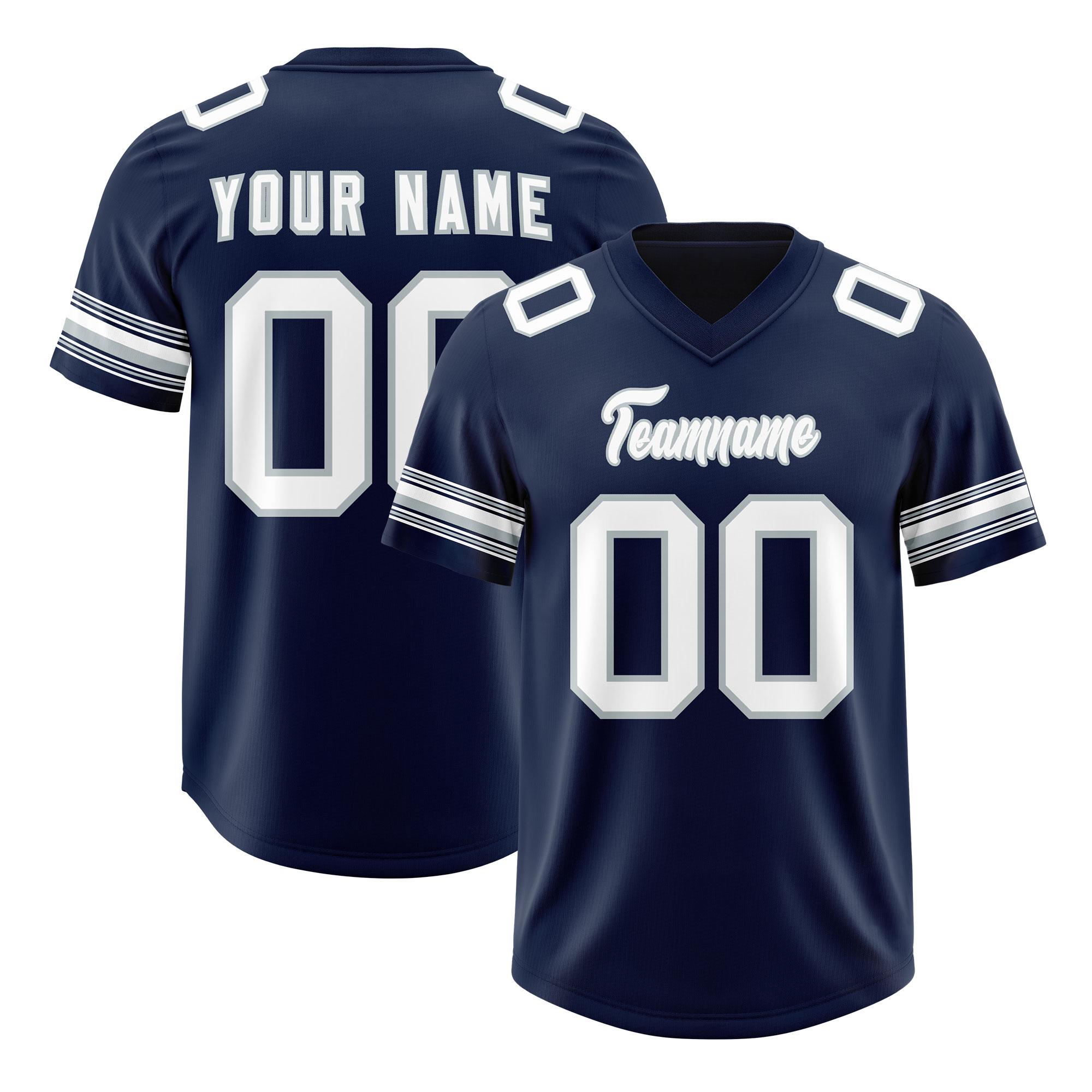 Custom Navy White Retro Personalized Sleeve Line Authentic Football Jersey