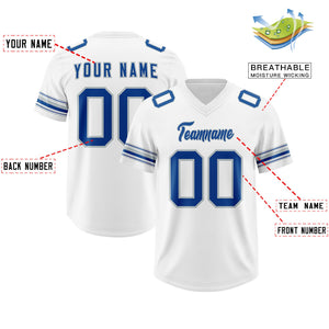 Custom White Royal Retro Personalized Sleeve Line Authentic Football Jersey