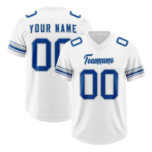 Custom White Royal Retro Personalized Sleeve Line Authentic Football Jersey