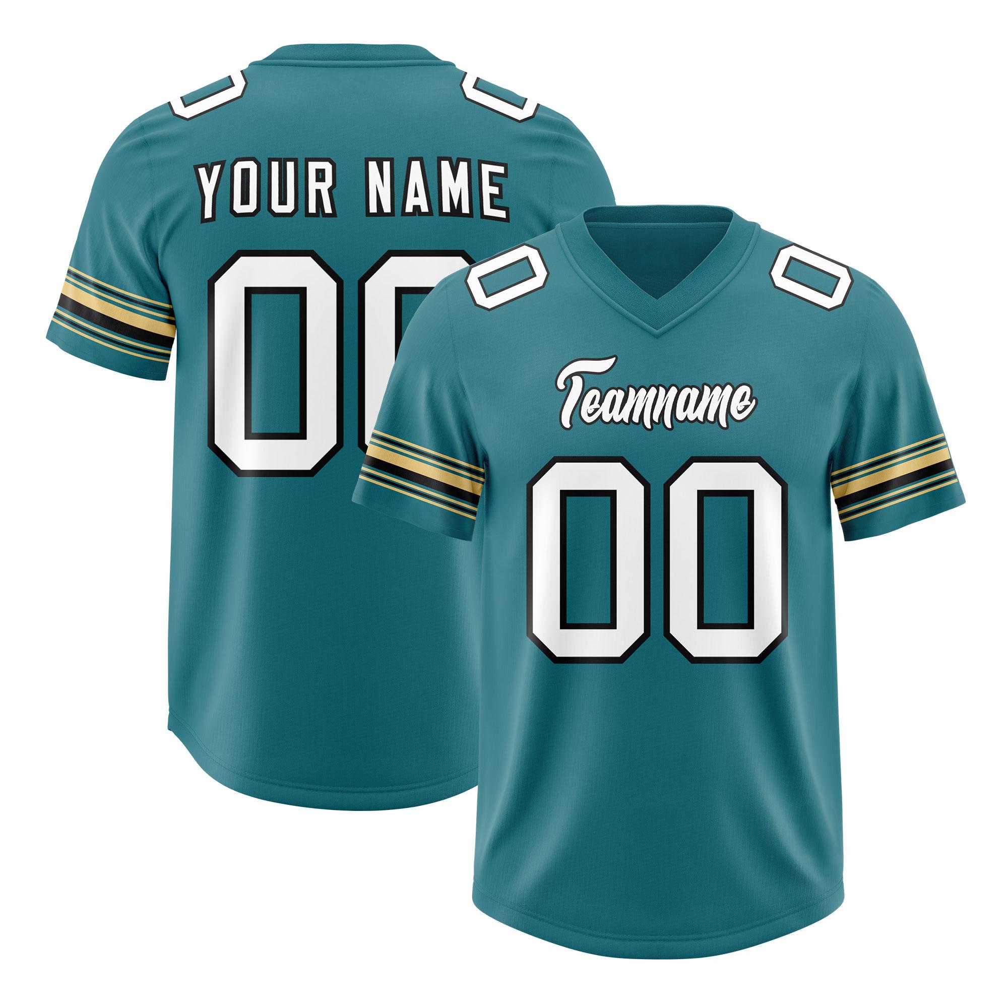 Custom Aqua White Retro Personalized Sleeve Line Authentic Football Jersey