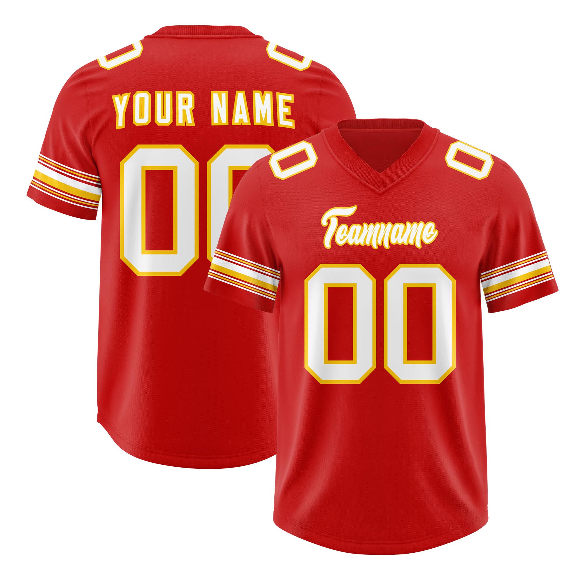 Custom Red White Retro Personalized Sleeve Line Authentic Football Jersey