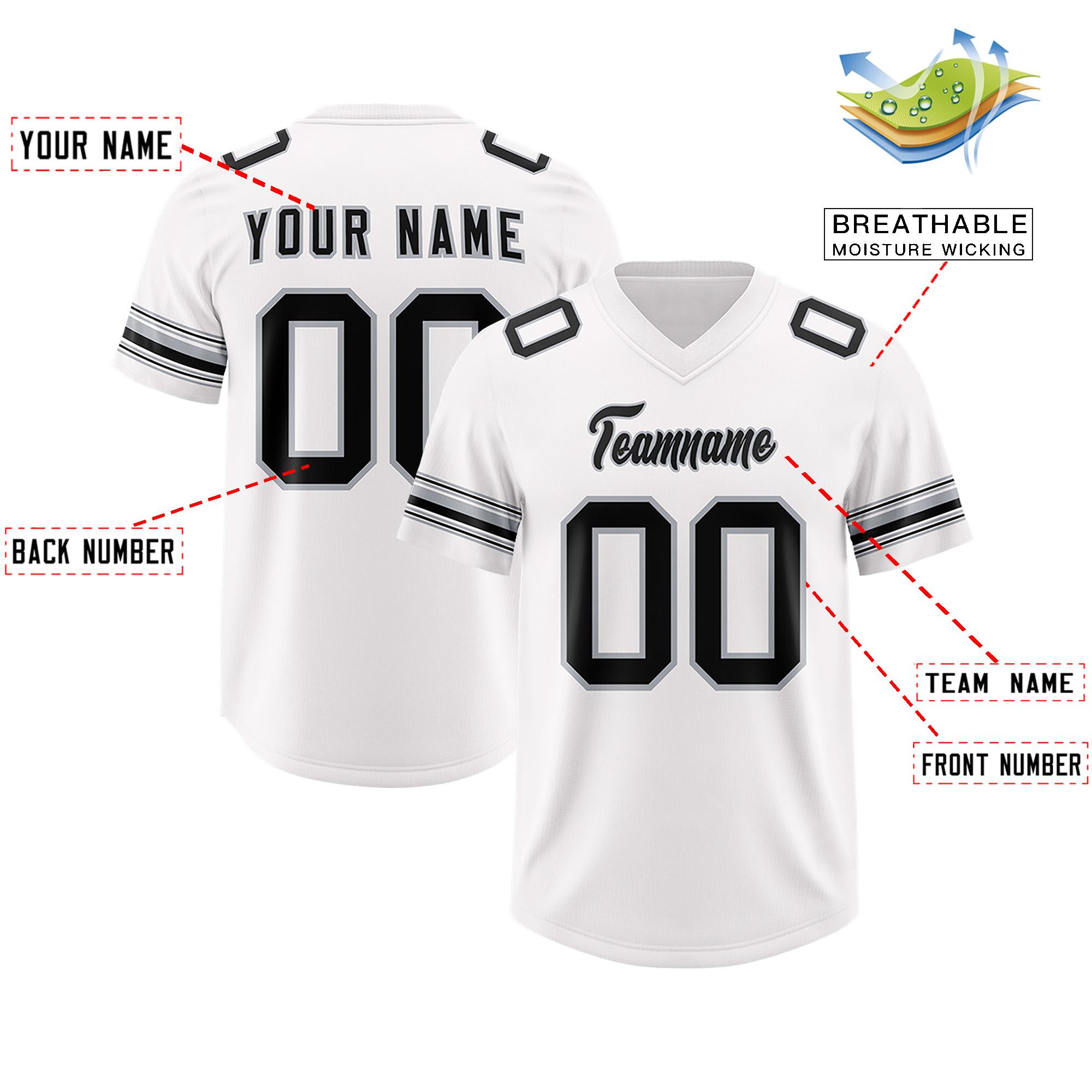 Custom White Black Retro Personalized Sleeve Line Authentic Football Jersey