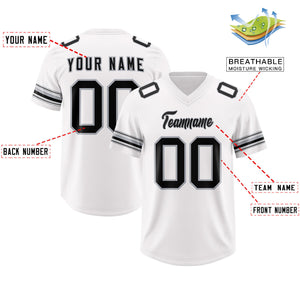 Custom White Black Retro Personalized Sleeve Line Authentic Football Jersey