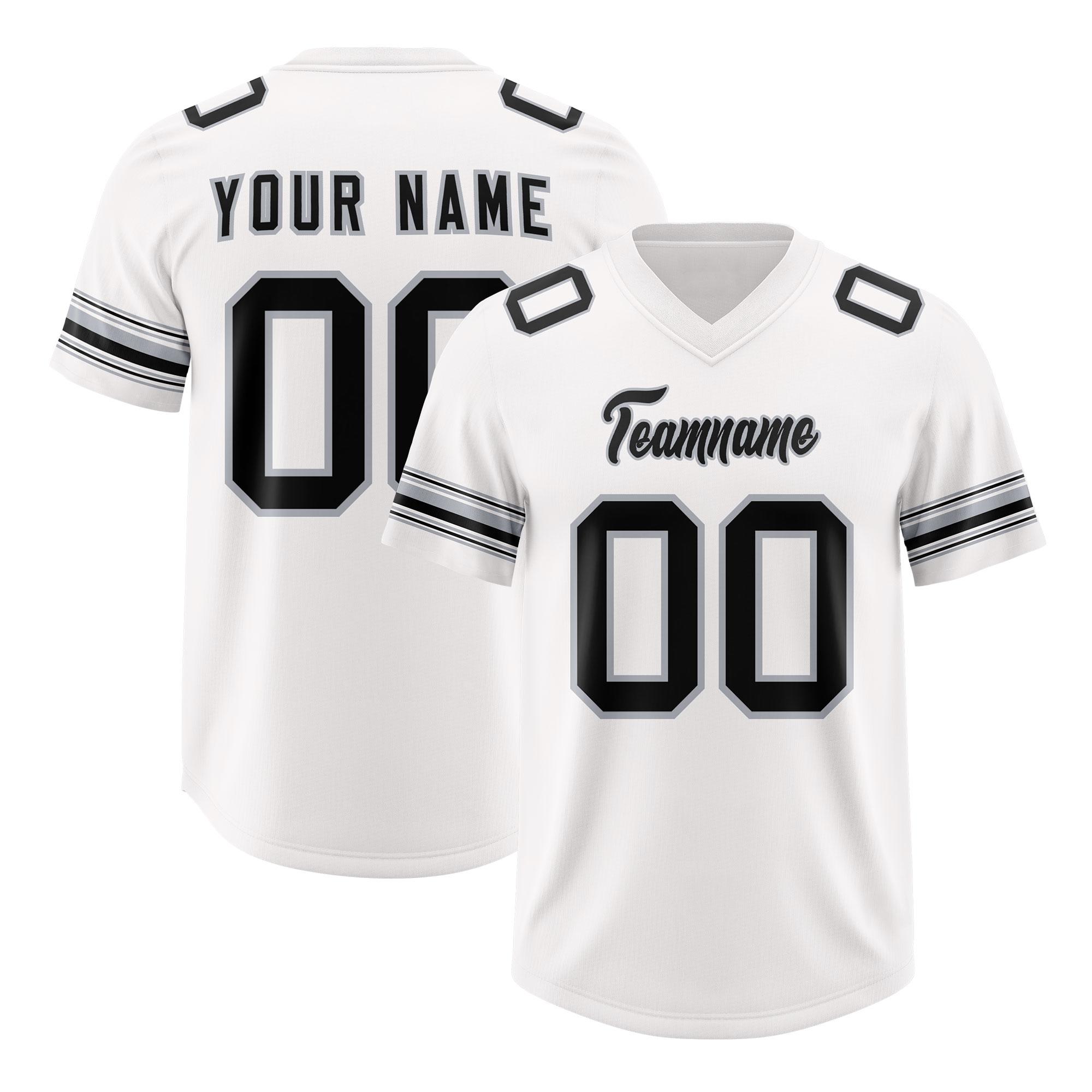 Custom White Black Retro Personalized Sleeve Line Authentic Football Jersey