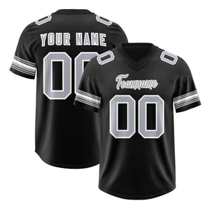 Custom Black Silver Retro Personalized Sleeve Line Authentic Football Jersey