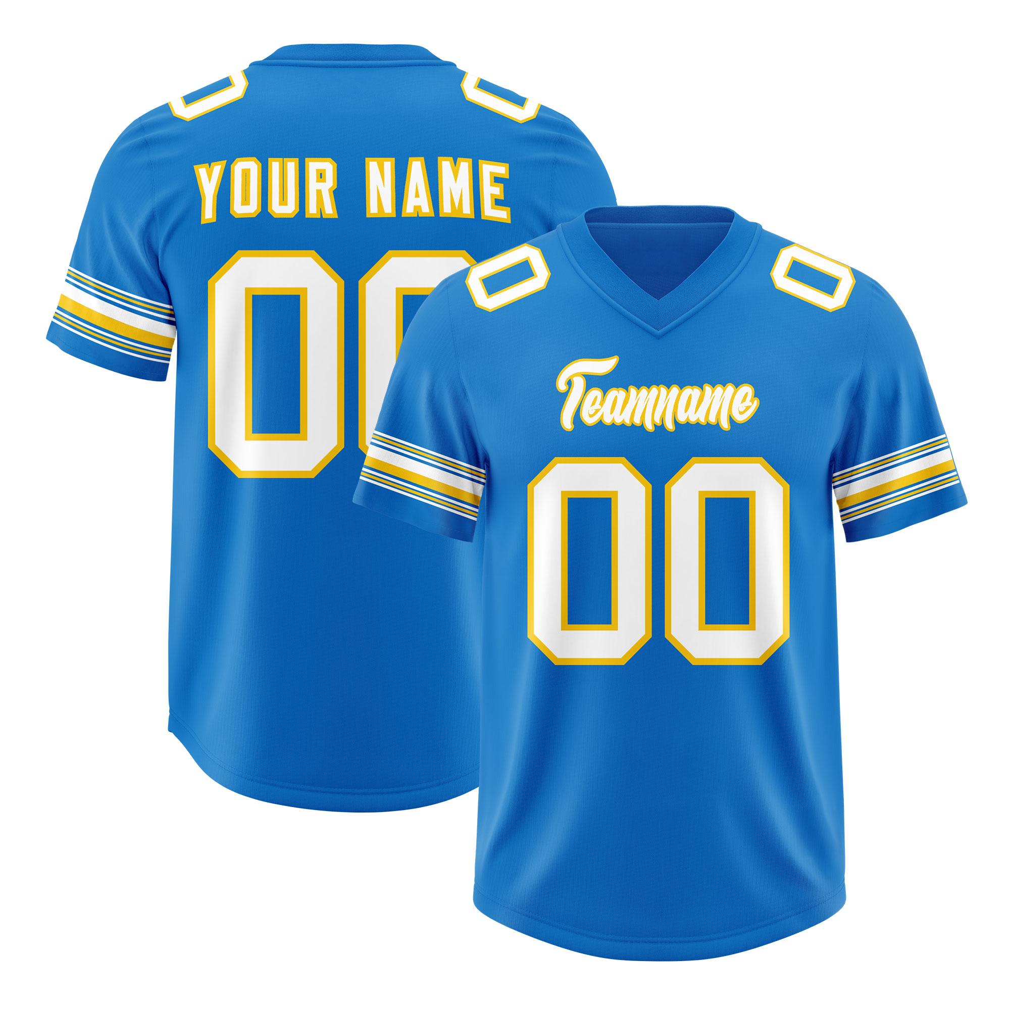 Custom Powder Blue White Retro Personalized Sleeve Line Authentic Football Jersey