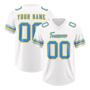 Custom White Powder Blue Retro Personalized Sleeve Line Authentic Football Jersey