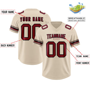 Custom Cream Red Retro Personalized Sleeve Line Authentic Football Jersey