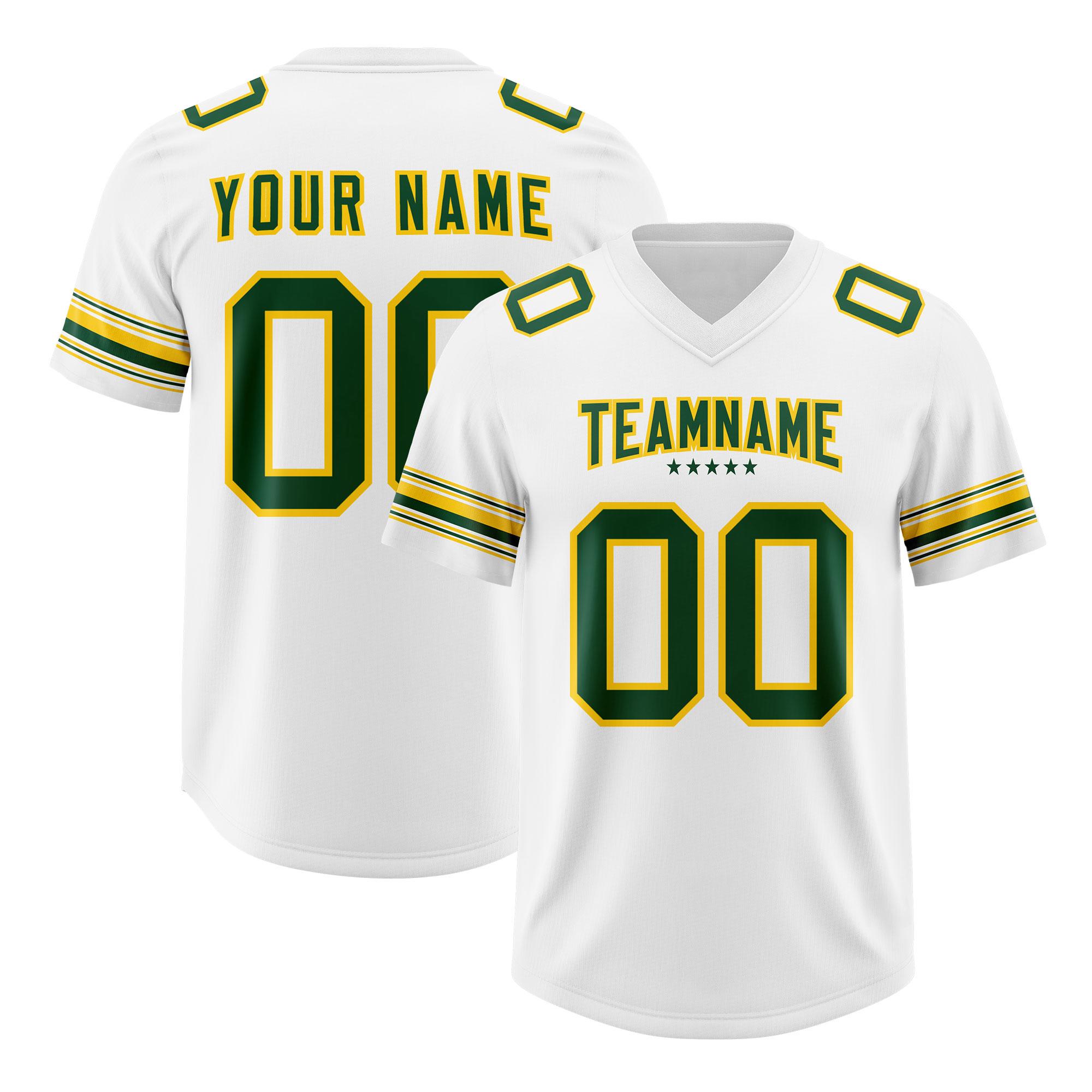 Custom White Green Retro Personalized Sleeve Line Authentic Football Jersey