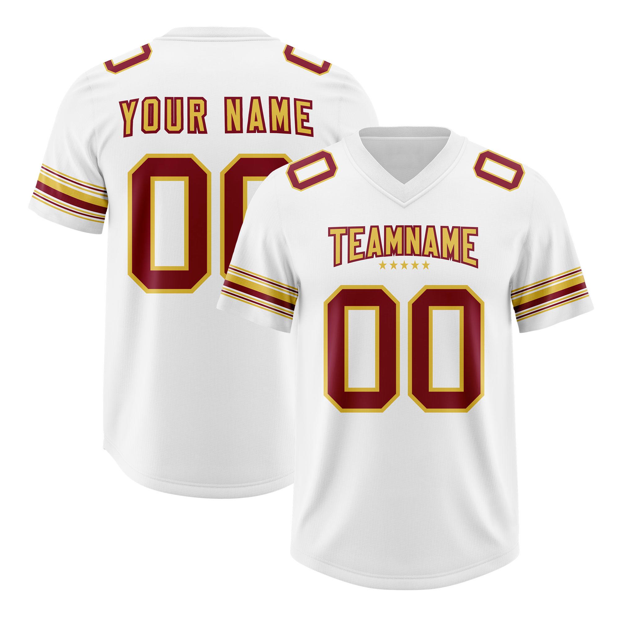 Custom White Red Retro Personalized Sleeve Line Authentic Football Jersey