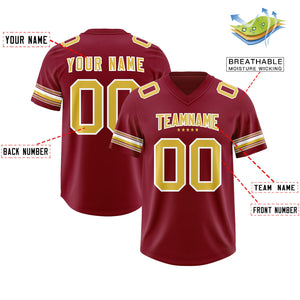 Custom Red Old Gold Retro Personalized Sleeve Line Authentic Football Jersey