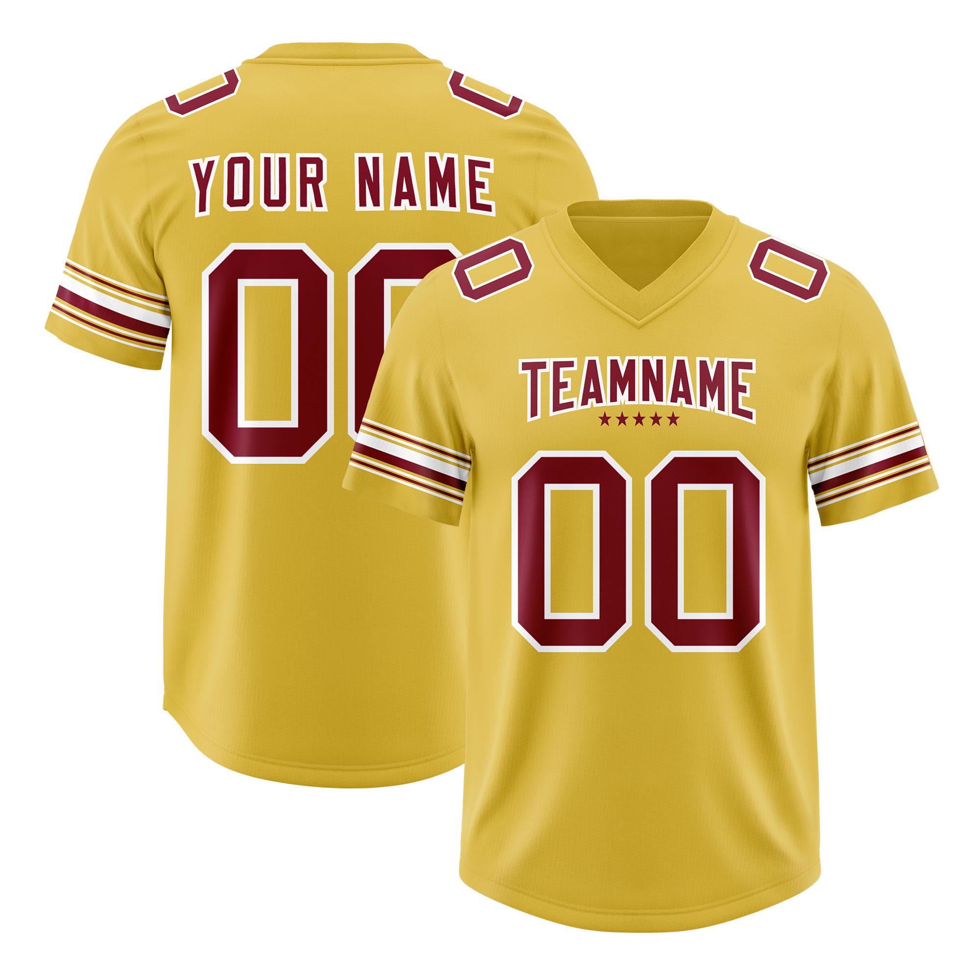 Custom Old Gold Red Retro Personalized Sleeve Line Authentic Football Jersey