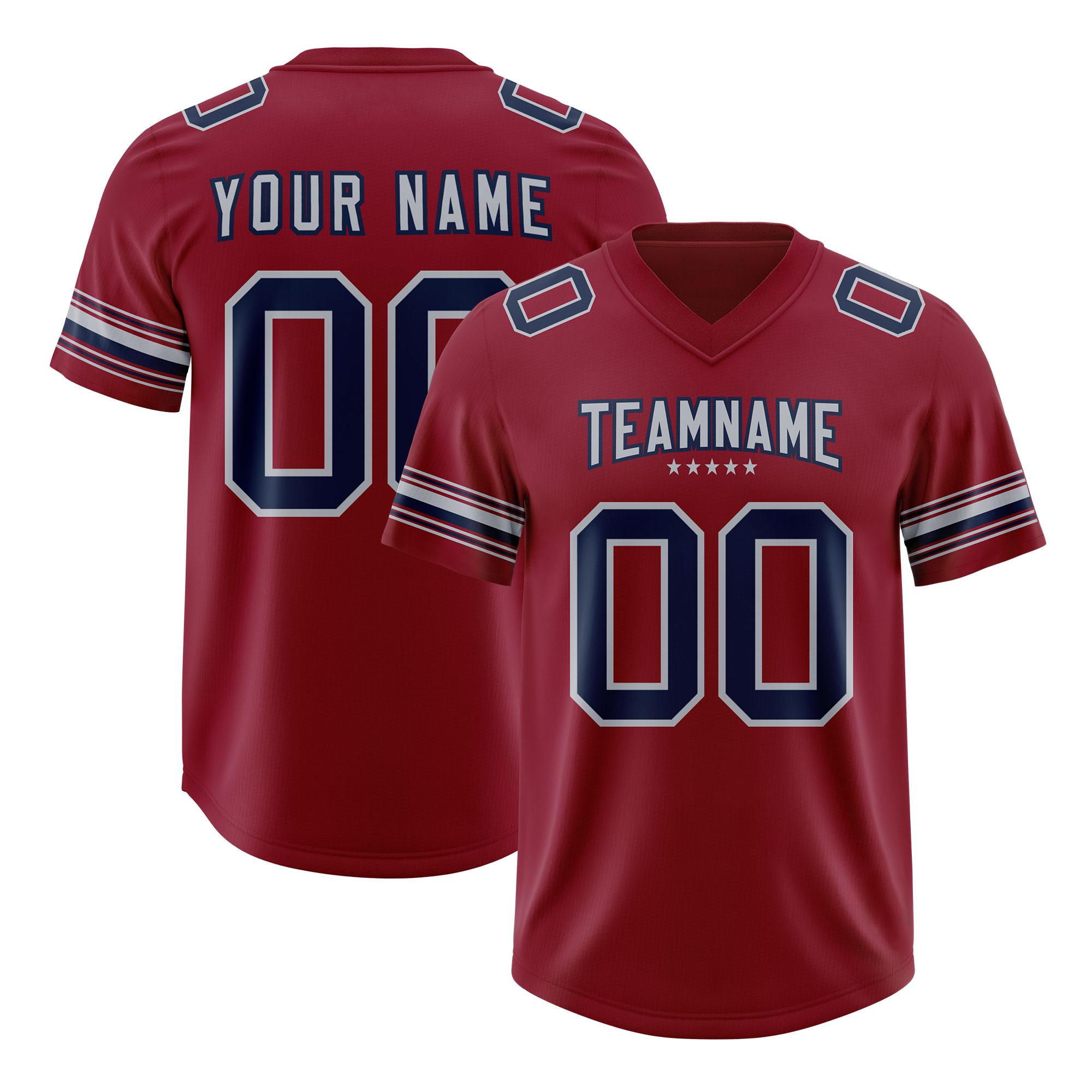 Custom Red Navy Retro Personalized Sleeve Line Authentic Football Jersey