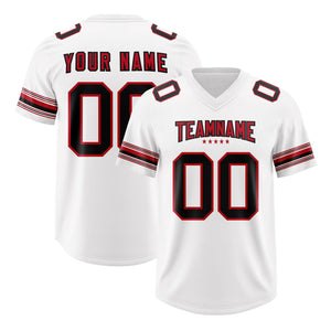 Custom White Red Retro Personalized Sleeve Line Authentic Football Jersey