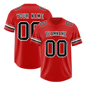 Custom Red Black Retro Personalized Sleeve Line Authentic Football Jersey