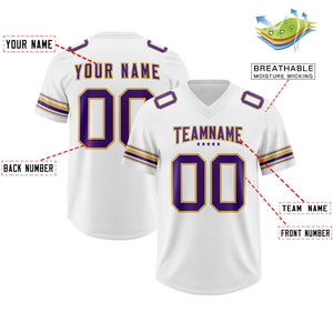 Custom White Purple Retro Personalized Sleeve Line Authentic Football Jersey