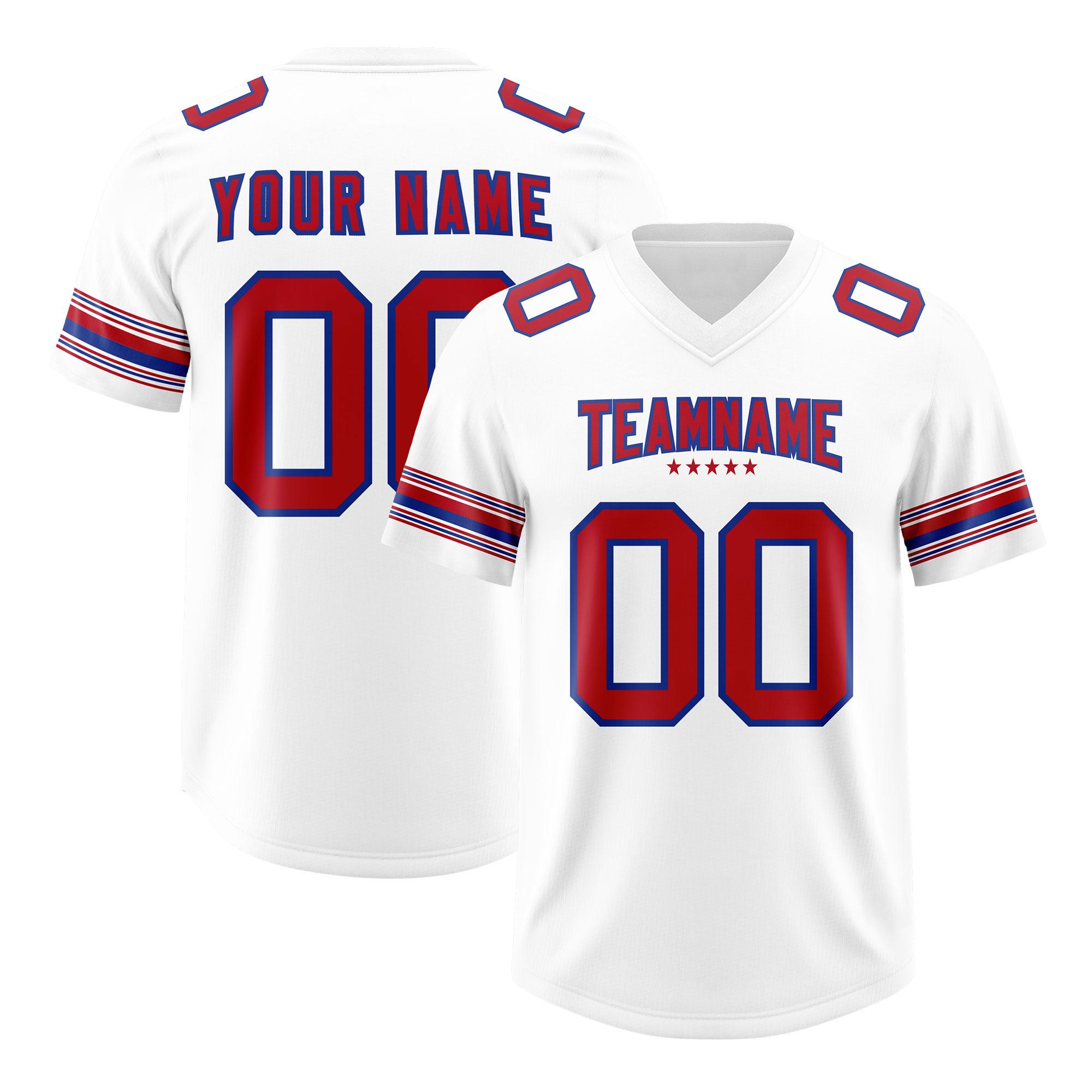 Custom White Red Retro Personalized Sleeve Line Authentic Football Jersey