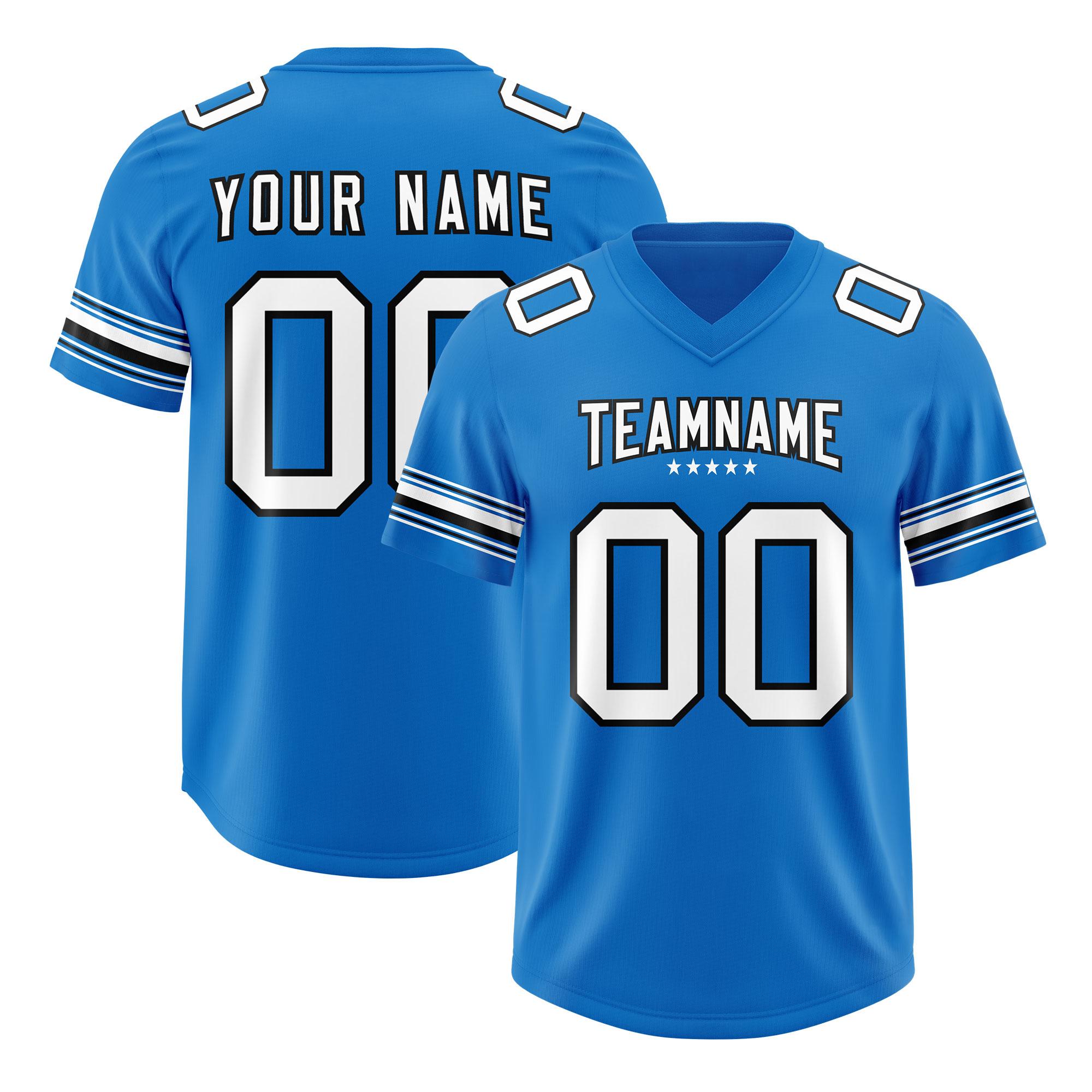 Custom Panther Blue White Retro Personalized Sleeve Line Authentic Football Jersey