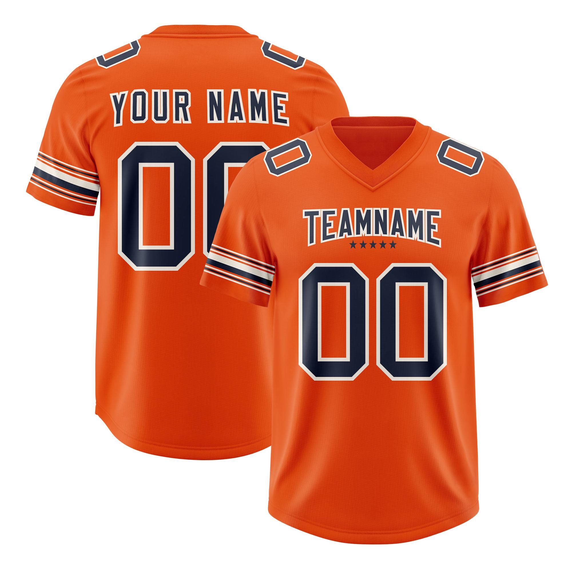 Custom Orange Navy Retro Personalized Sleeve Line Authentic Football Jersey