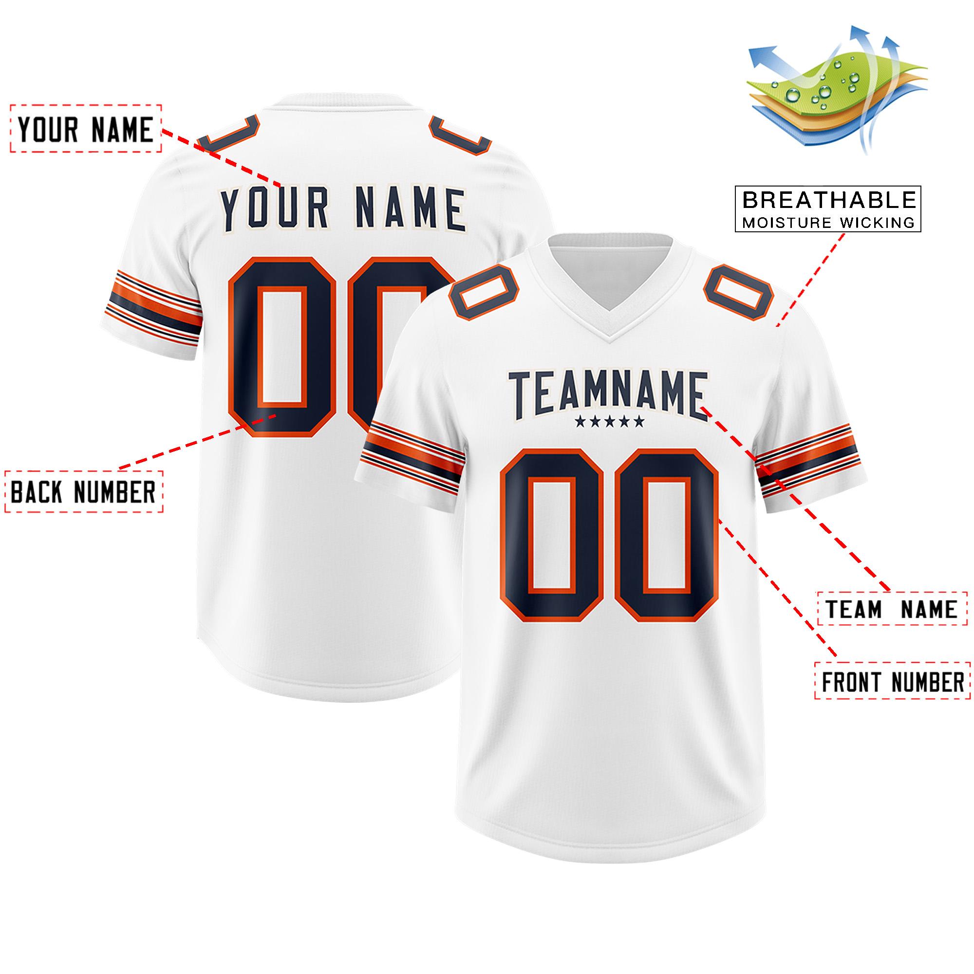 Custom White Navy Retro Personalized Sleeve Line Authentic Football Jersey