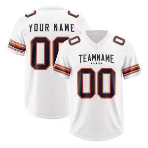 Custom White Navy Retro Personalized Sleeve Line Authentic Football Jersey