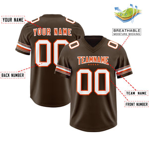 Custom Brown White Retro Personalized Sleeve Line Authentic Football Jersey