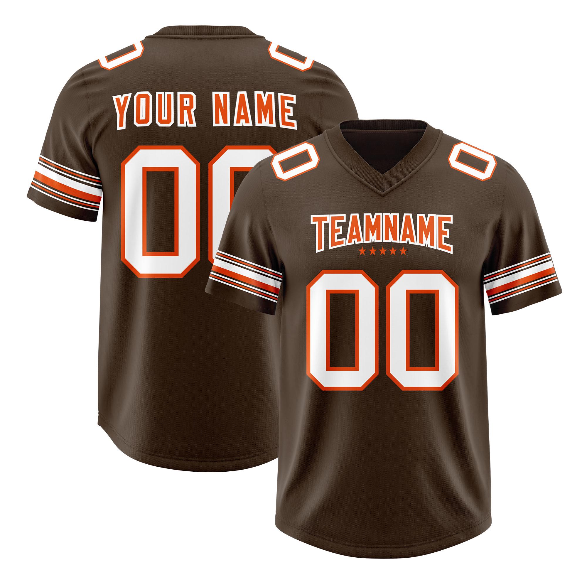 Custom Brown White Retro Personalized Sleeve Line Authentic Football Jersey