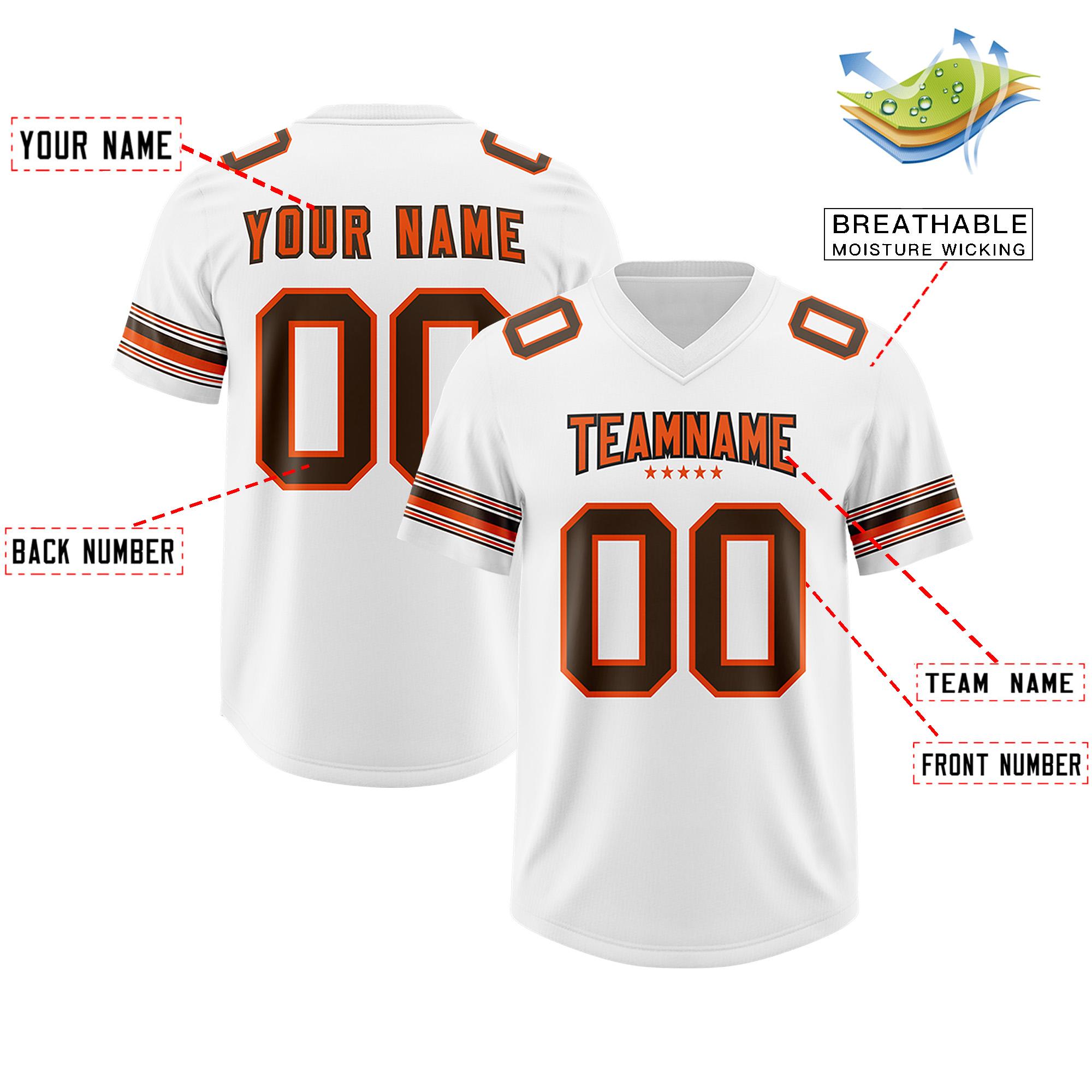 Custom White Brown Retro Personalized Sleeve Line Authentic Football Jersey