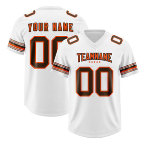 Custom White Brown Retro Personalized Sleeve Line Authentic Football Jersey