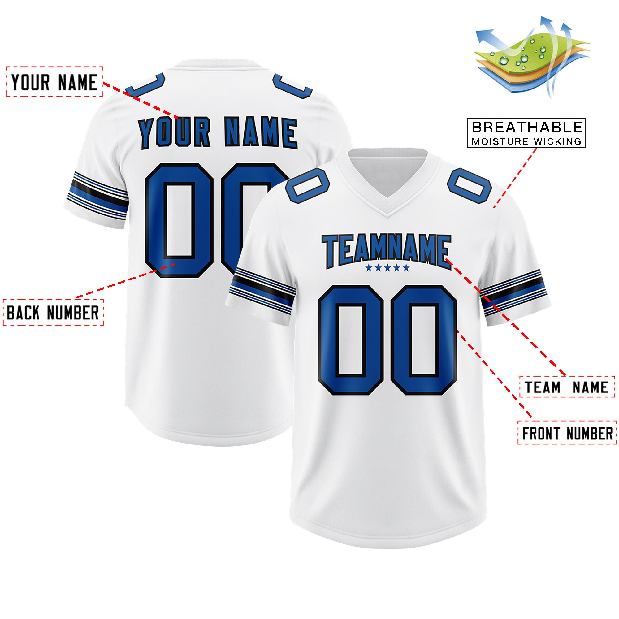 Custom White Royal Retro Personalized Sleeve Line Authentic Football Jersey