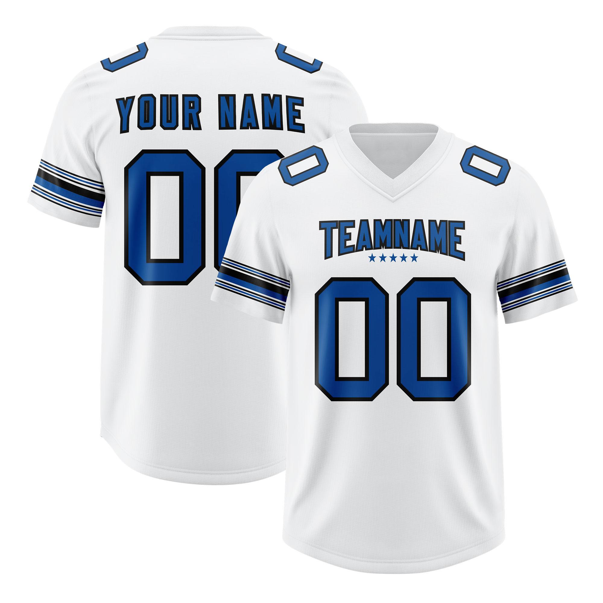 Custom White Royal Retro Personalized Sleeve Line Authentic Football Jersey