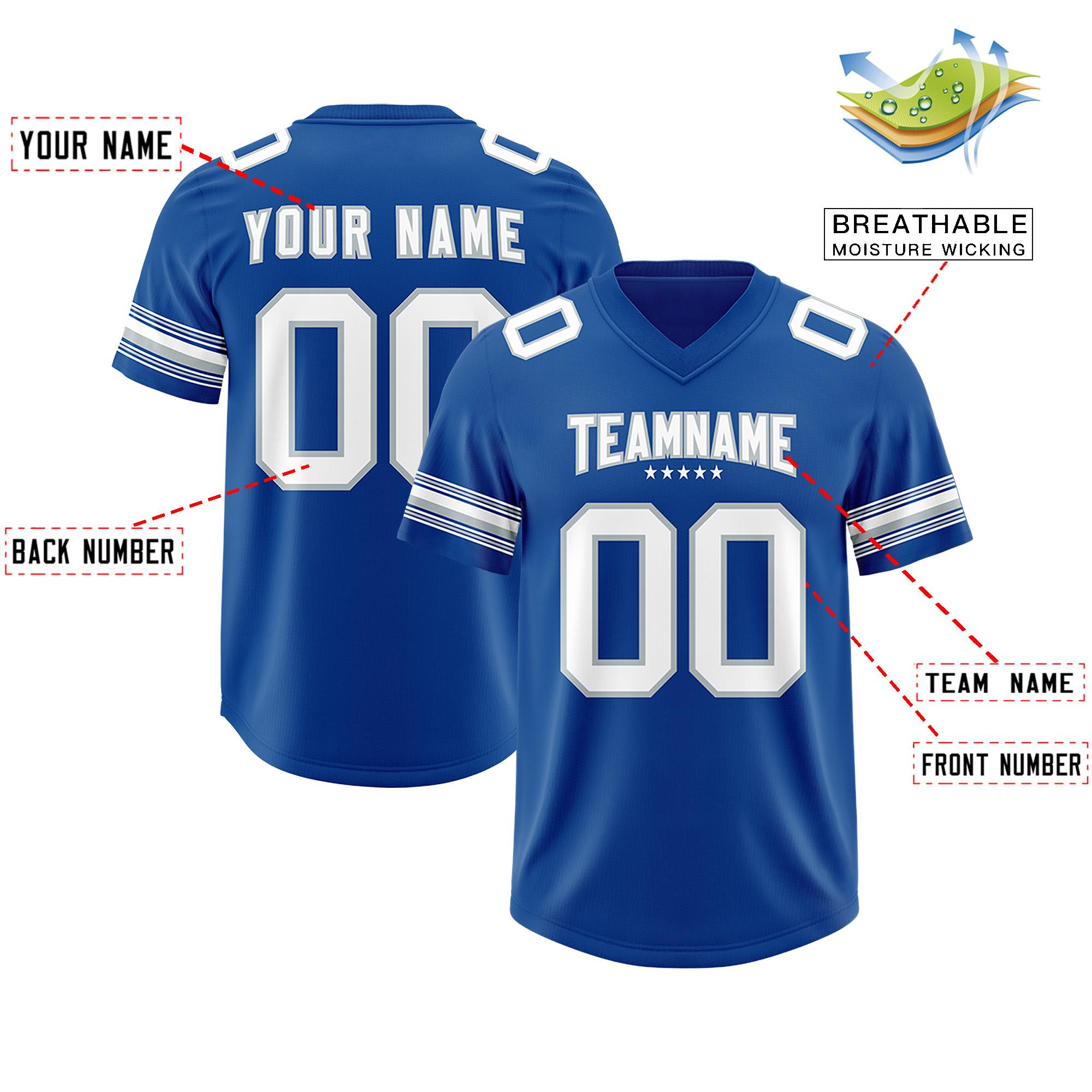 Custom Royal White Retro Personalized Sleeve Line Authentic Football Jersey