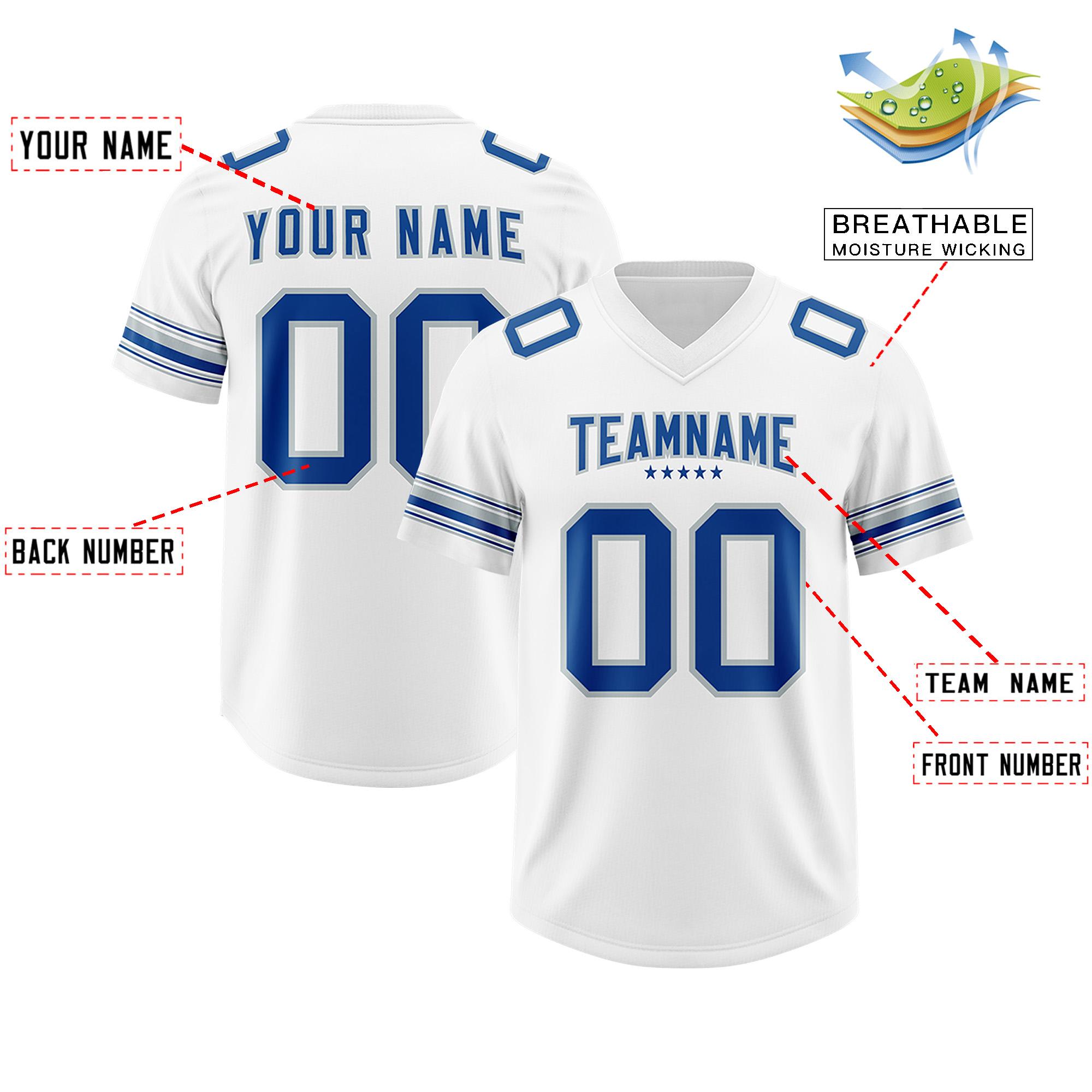 Custom White Royal Retro Personalized Sleeve Line Authentic Football Jersey