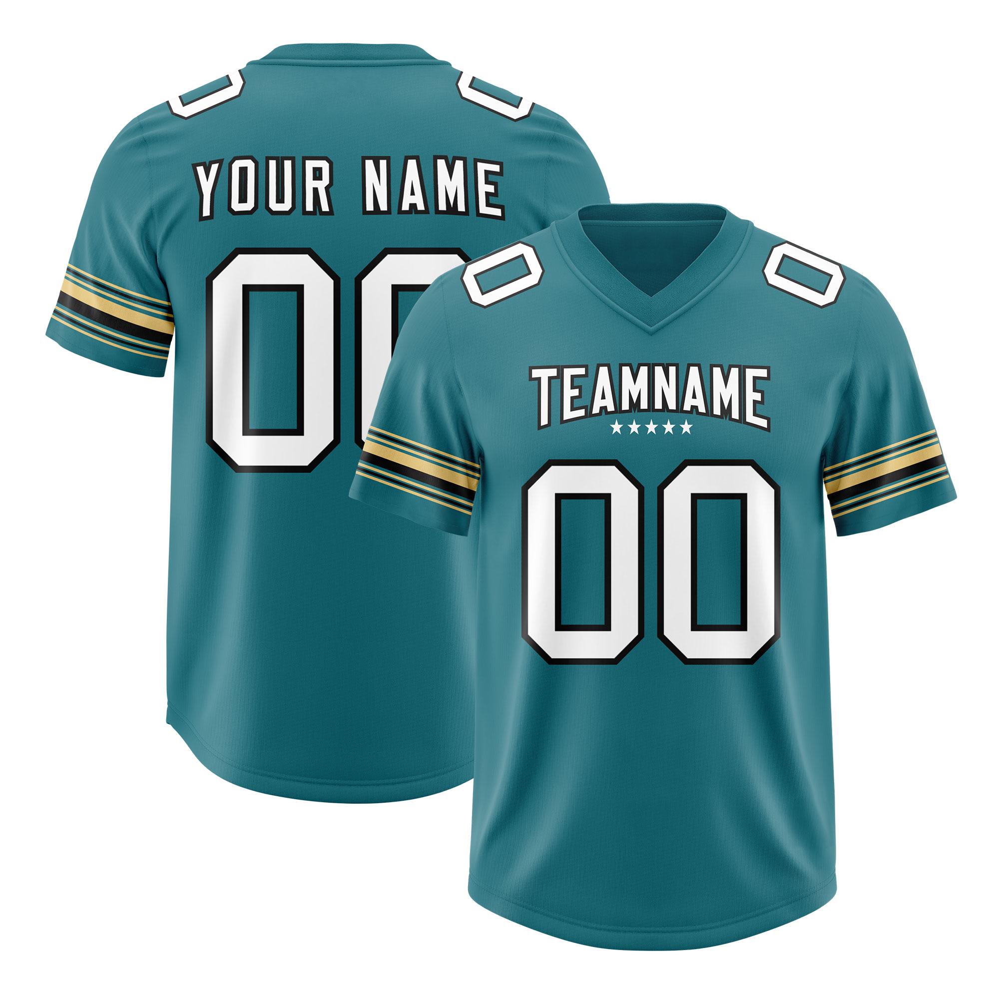 Custom Aqua White Retro Personalized Sleeve Line Authentic Football Jersey