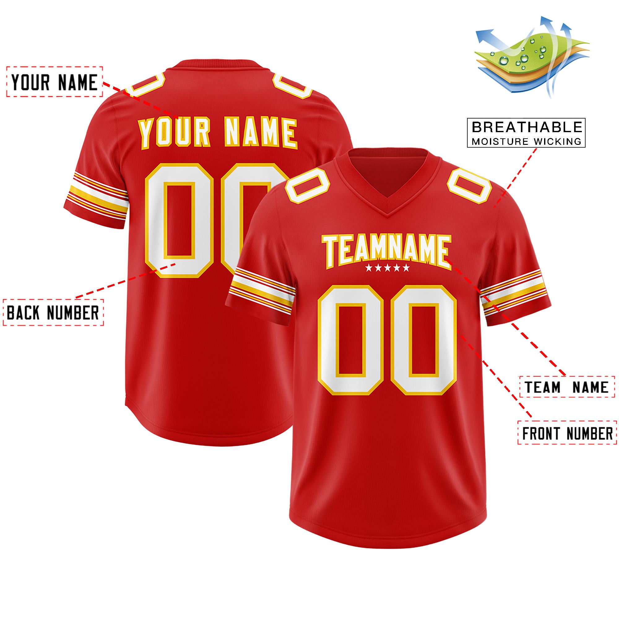 Custom Red White Retro Personalized Sleeve Line Authentic Football Jersey