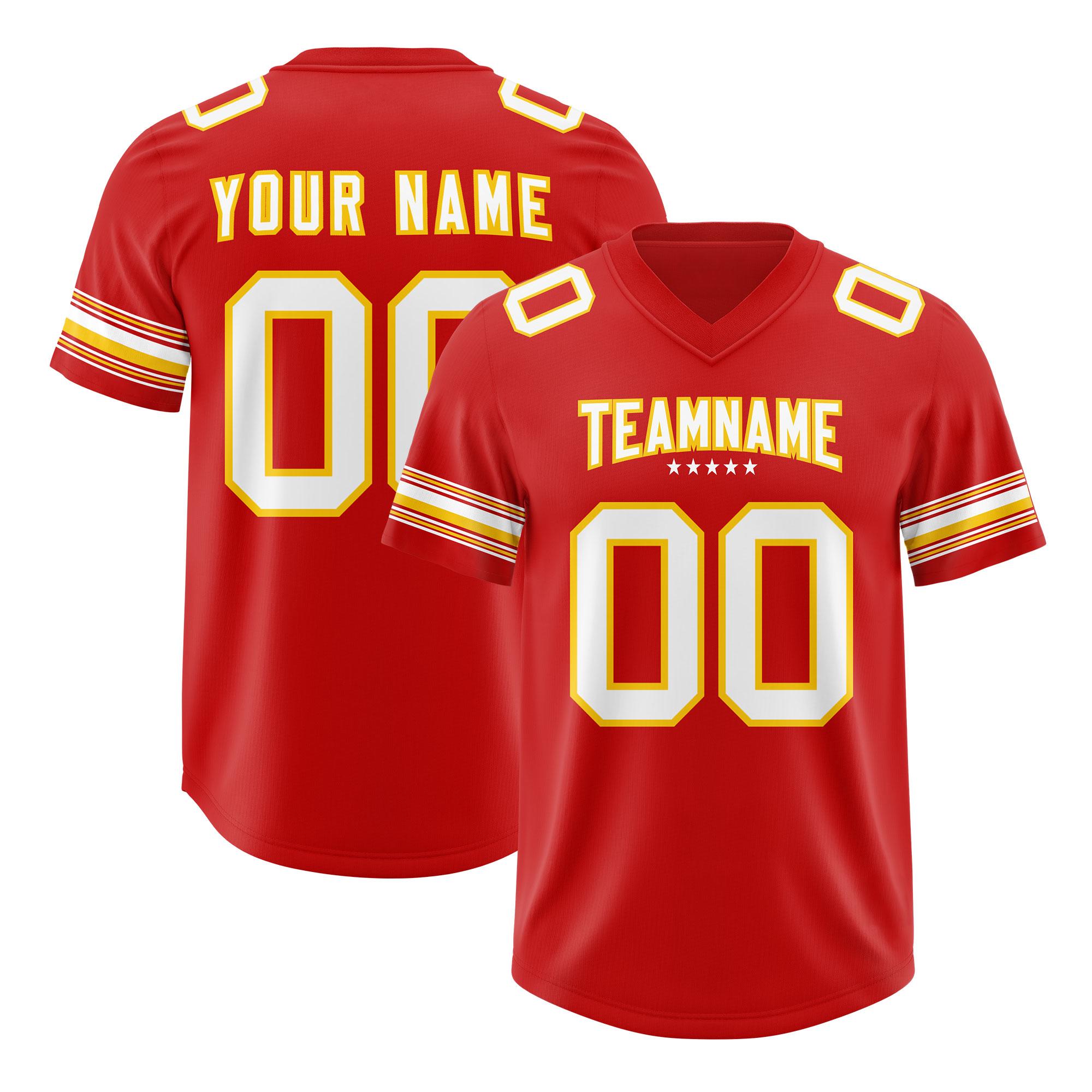 Custom Red White Retro Personalized Sleeve Line Authentic Football Jersey