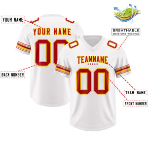 Custom White Red Retro Personalized Sleeve Line Authentic Football Jersey