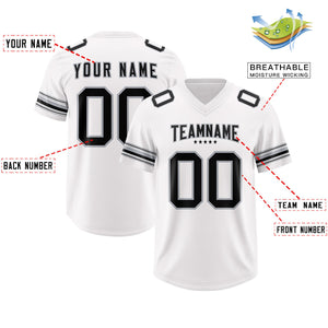 Custom White Black Retro Personalized Sleeve Line Authentic Football Jersey