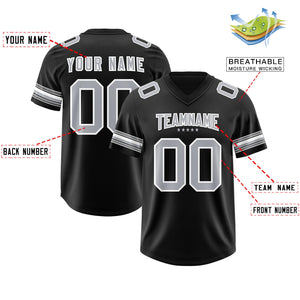 Custom Black Silver Retro Personalized Sleeve Line Authentic Football Jersey