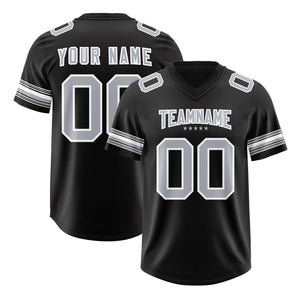 Custom Black Silver Retro Personalized Sleeve Line Authentic Football Jersey