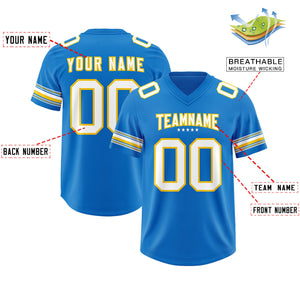 Custom Powder Blue White Retro Personalized Sleeve Line Authentic Football Jersey