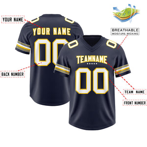 Custom Navy White Retro Personalized Sleeve Line Authentic Football Jersey