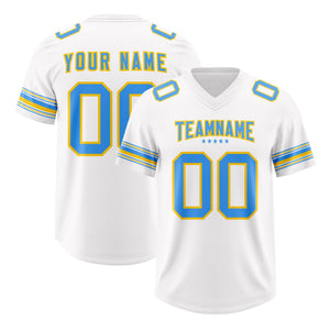 Custom White Powder Blue Retro Personalized Sleeve Line Authentic Football Jersey