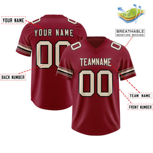 Custom Red Cream Retro Personalized Sleeve Line Authentic Football Jersey