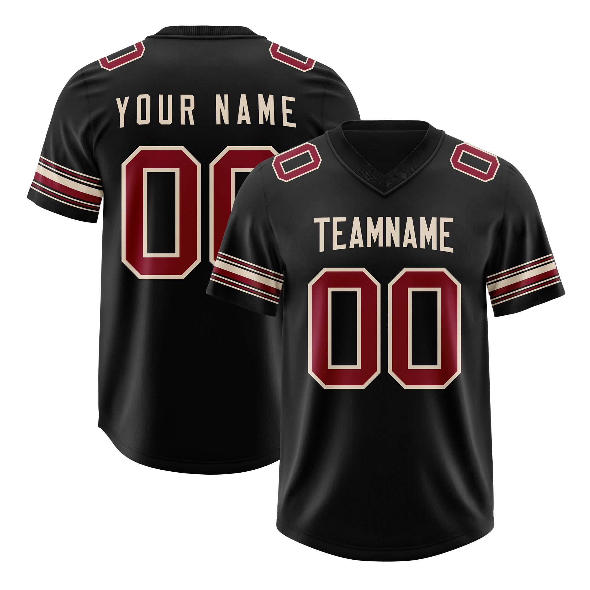 Custom Black Red Retro Personalized Sleeve Line Authentic Football Jersey