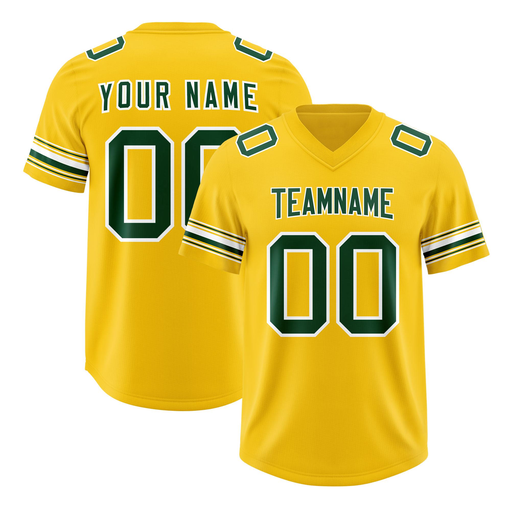 Custom Gold Green Retro Personalized Sleeve Line Authentic Football Jersey