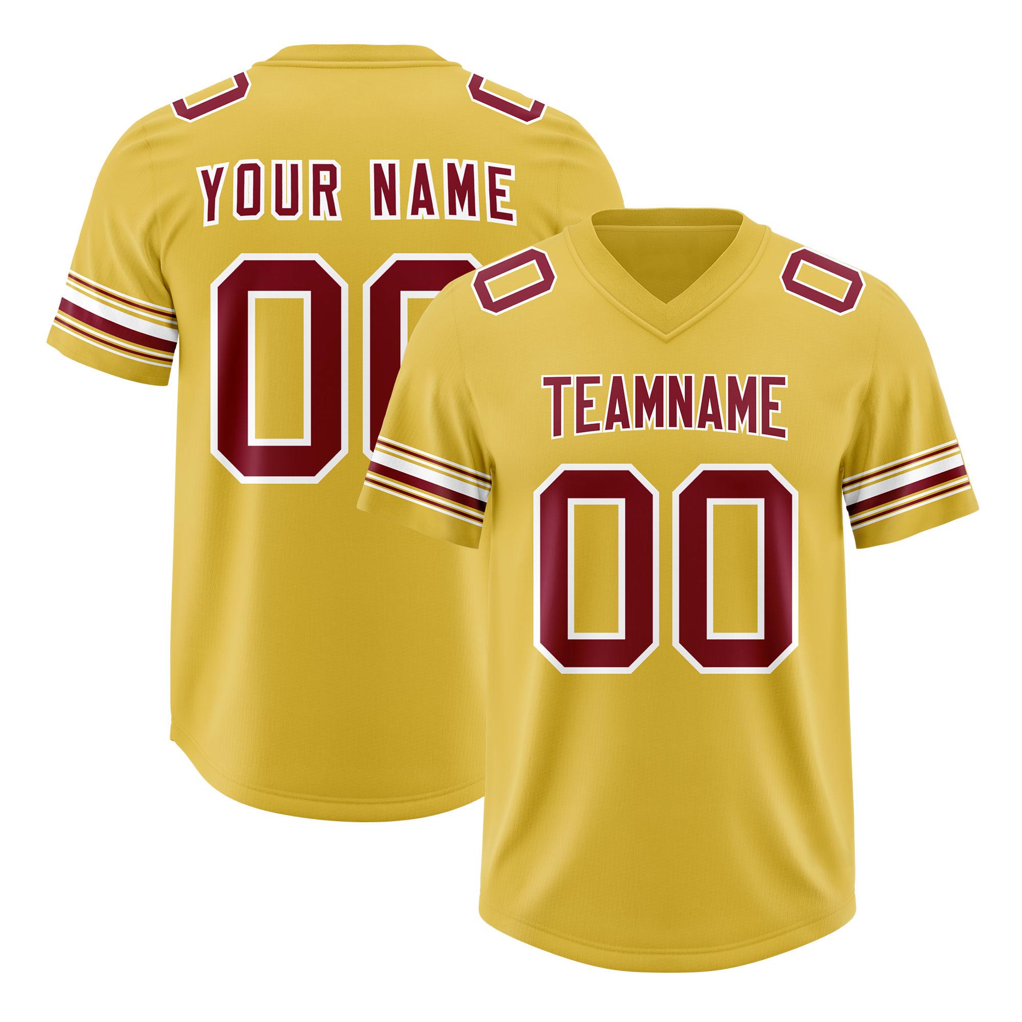 Custom Old Gold Red Retro Personalized Sleeve Line Authentic Football Jersey