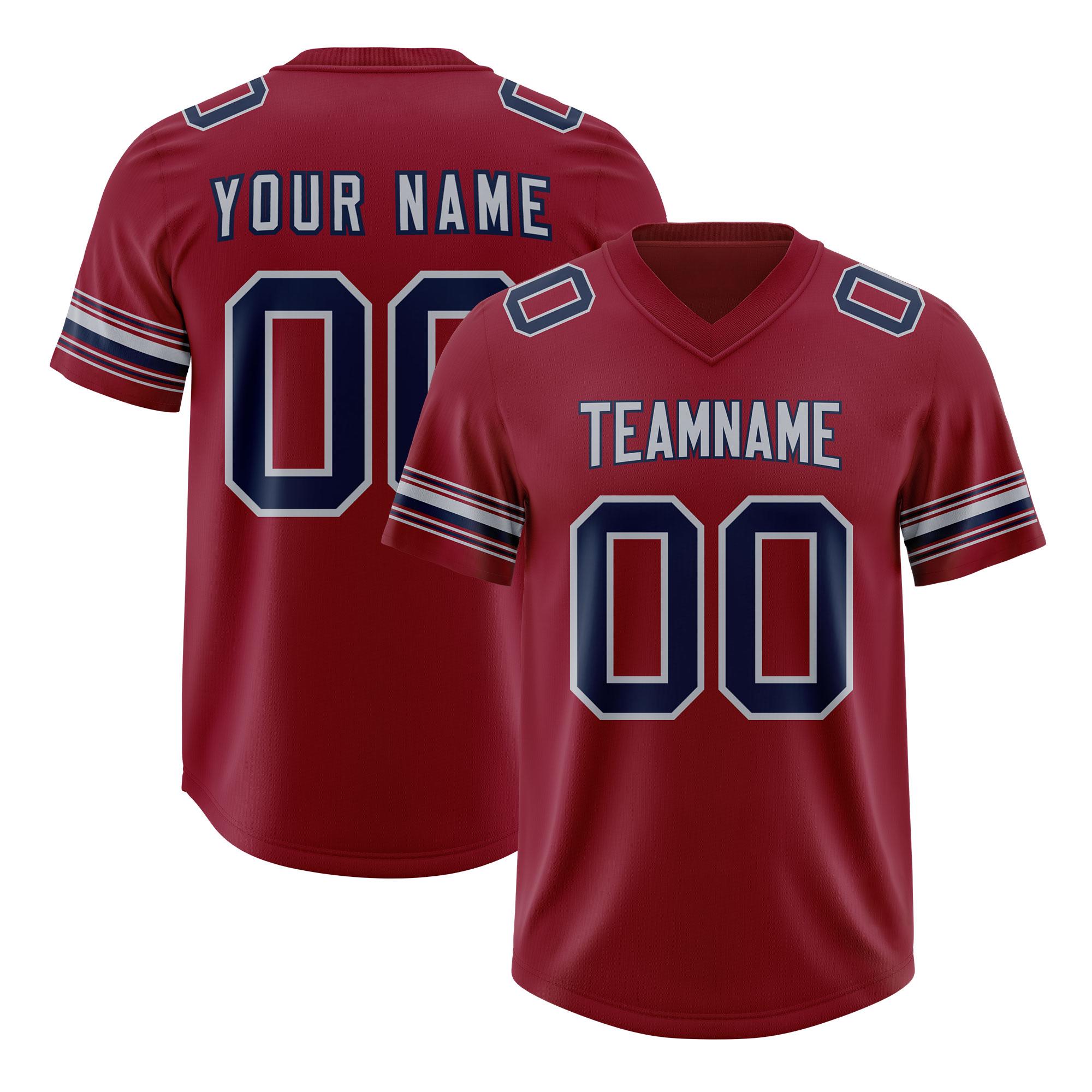 Custom Red Navy Retro Personalized Sleeve Line Authentic Football Jersey