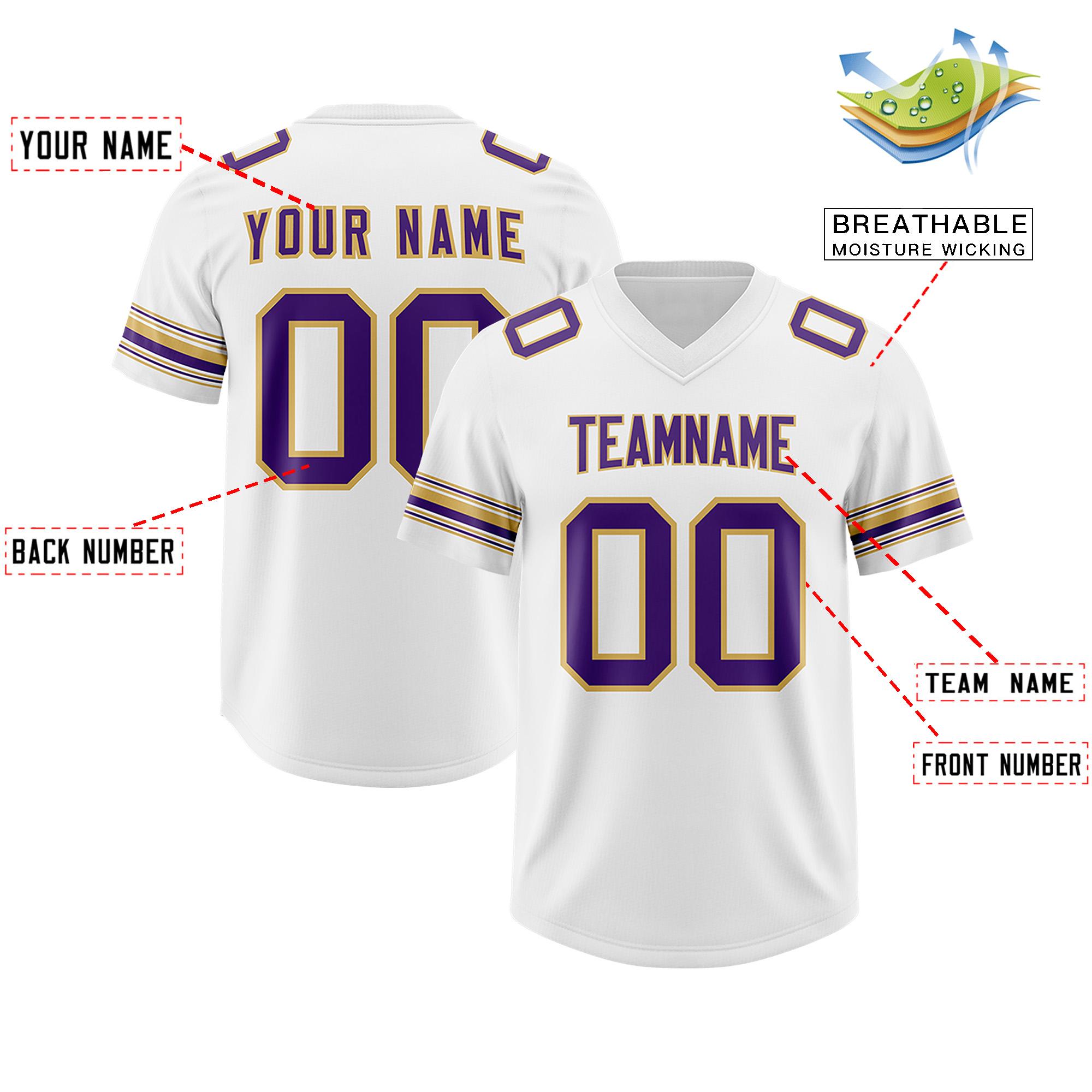 Custom White Purple Retro Personalized Sleeve Line Authentic Football Jersey