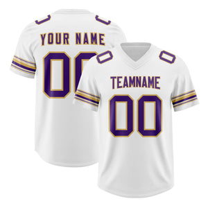 Custom White Purple Retro Personalized Sleeve Line Authentic Football Jersey